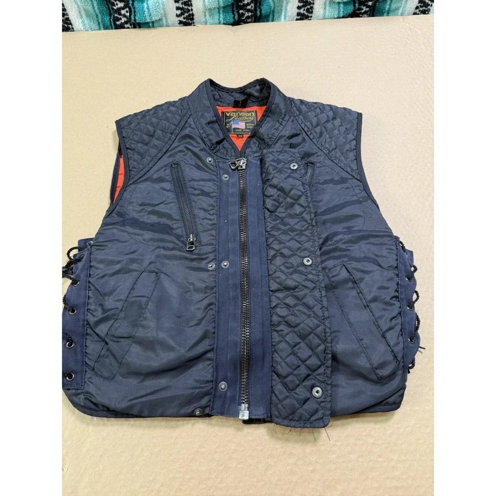 Vanson Leathers Streamliner Vest Quilted Motorcycle Riding USA Size 40 - Picture 2 of 9